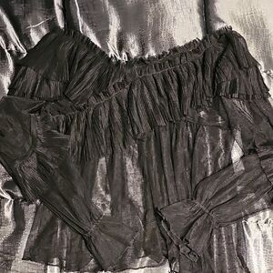 Black, Sheer Long-sleeve Top